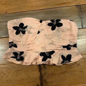 Free People Strapless Light Pink Crop Top